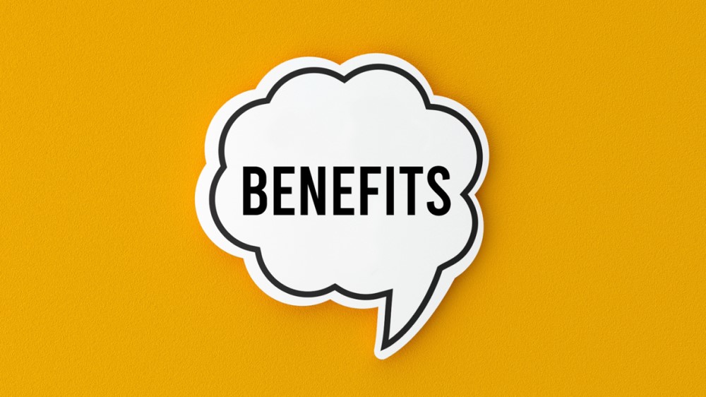 Benefits in a speech bubble