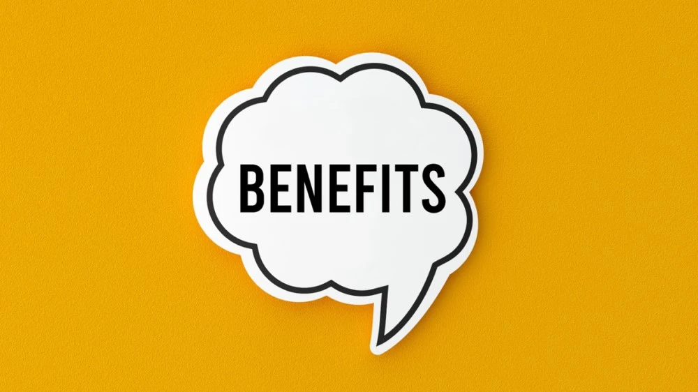 Benefits in a speech bubble