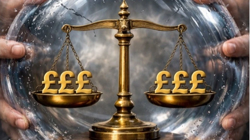 Crystal ball with a money balance
